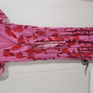 Pink and Red Floral Dress